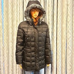 Nautica puffer jacket with removable faux fur lined hood